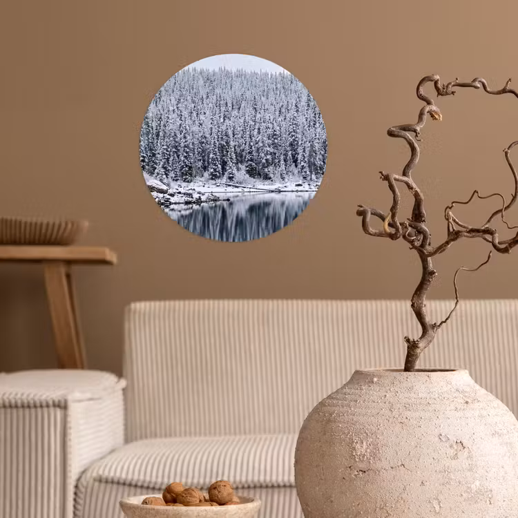 Behangcirkel - Bos - Reflectie - Meer - Winter - Serene — 2