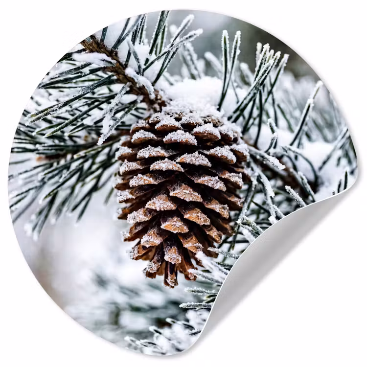 Behangcirkel - Dennenappel - Tak - Sneeuw - Winter - Sfeervol — 1