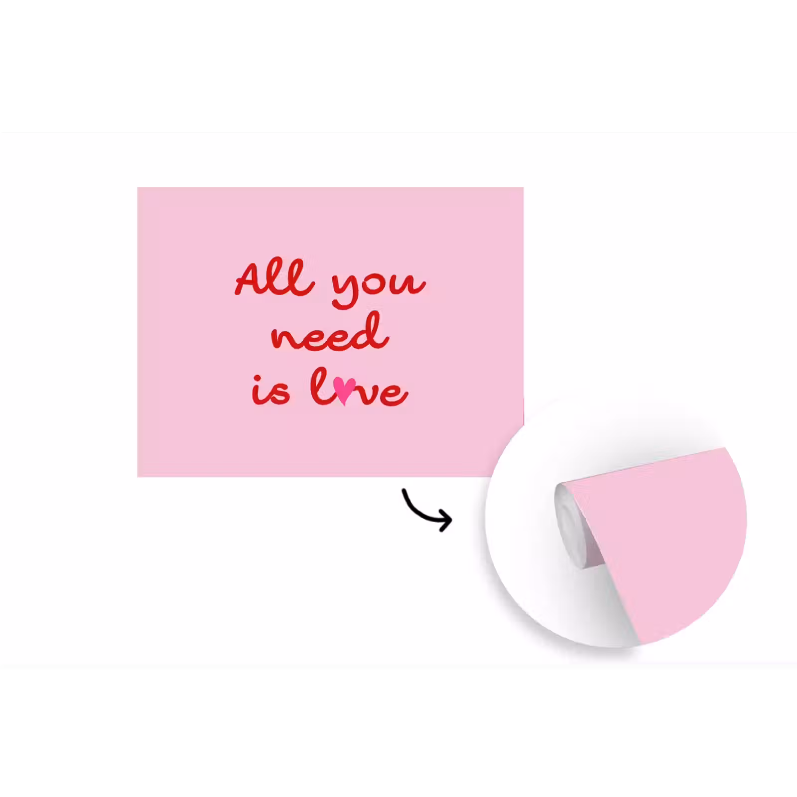 Behang - Tekst - Roze - Love - Hart — 1