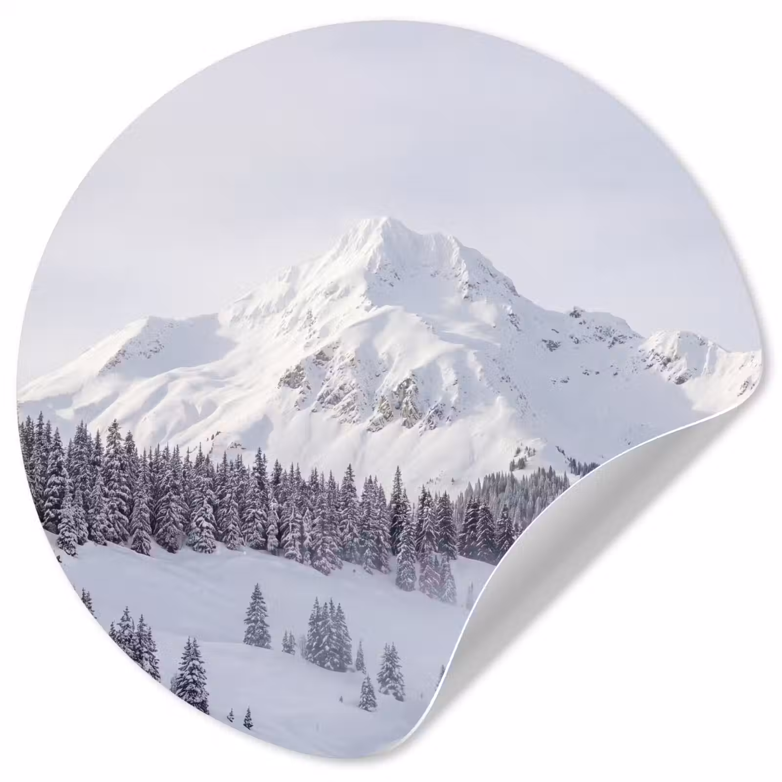 Behangcirkel - Berg - Sneeuw - Winter - Natuur - Wit — 1