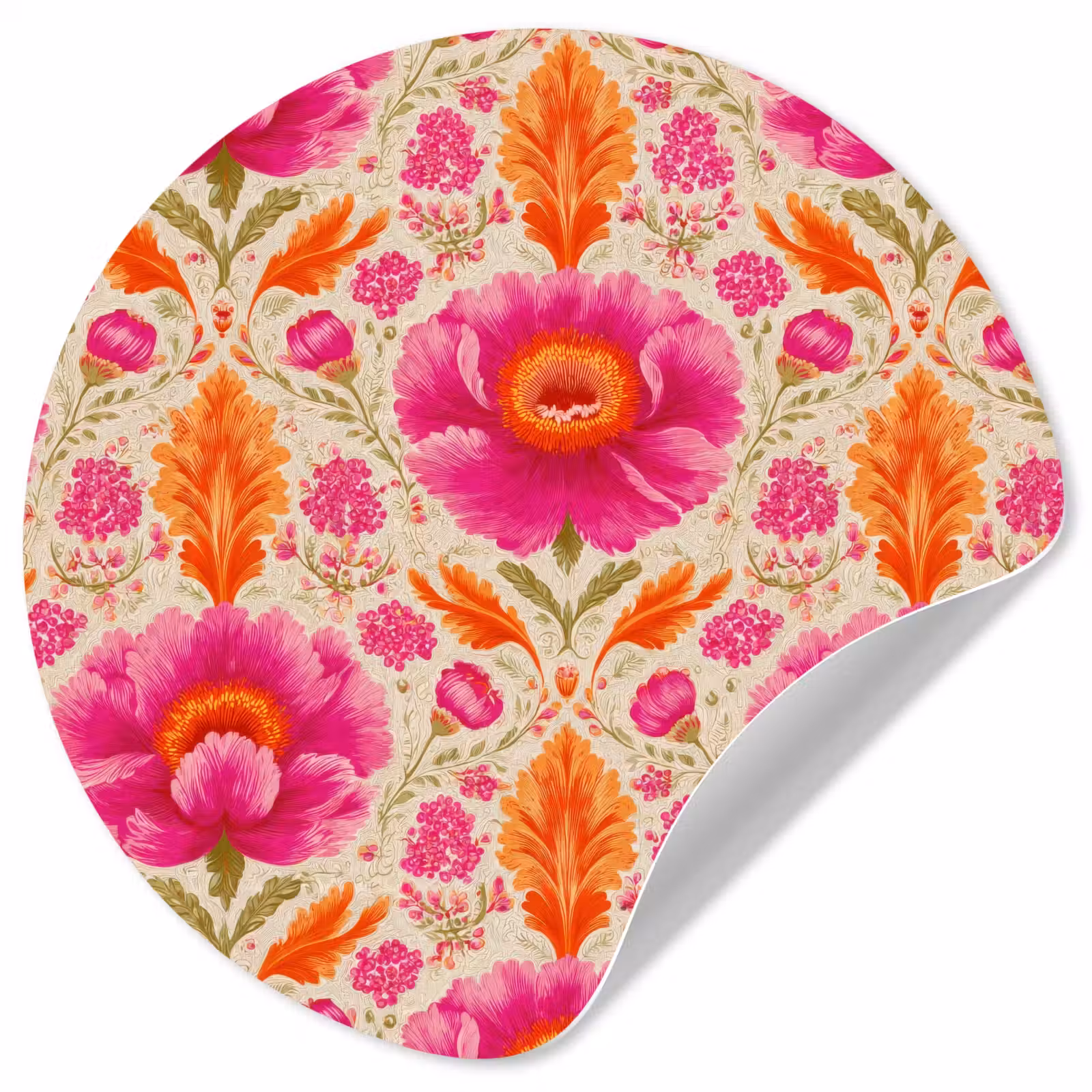 Behangcirkel - Bloemen - Barok - Roze - Oranje — 1