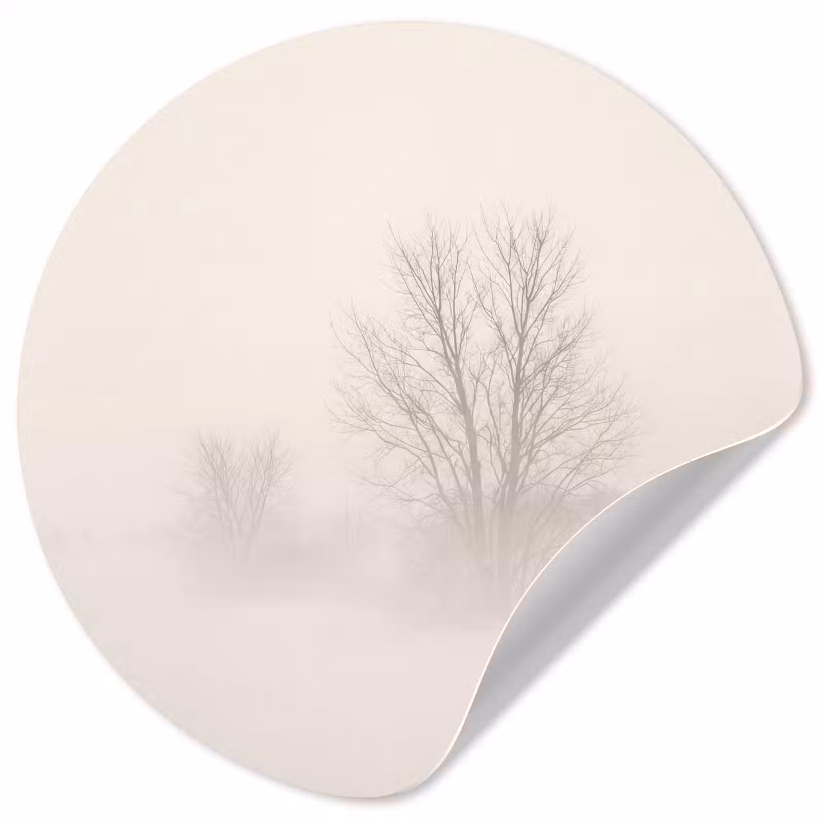 Behangcirkel - Boom - Mist - Sneeuw - Winter - Minimalistisch — 1