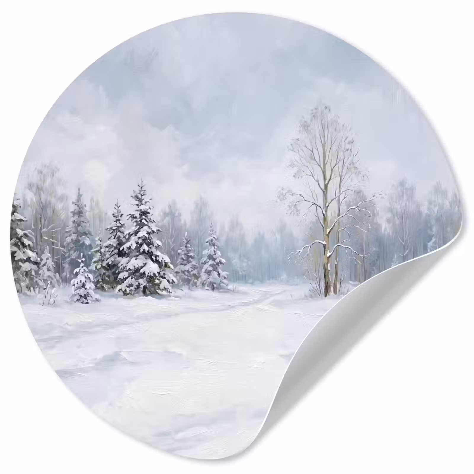 Behangcirkel - Bospad - Dennen - Sneeuw - Winter - Rustgevend — 1