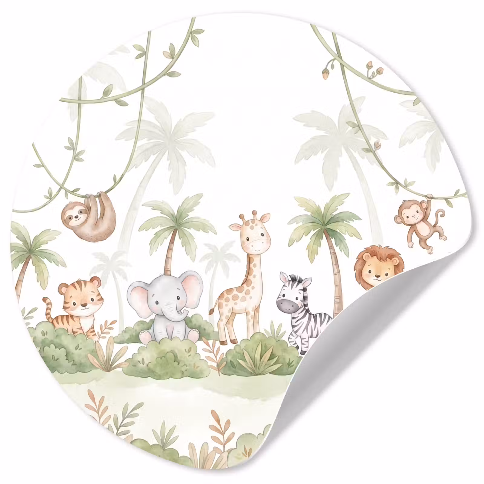 Behangcirkel - Dieren - Jungle - Pastel — 1