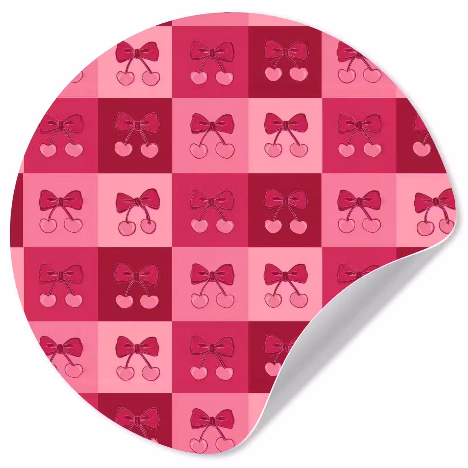 Behangcirkel - Kersen - Strikjes - Speels - Roze - Bordeaux — 1