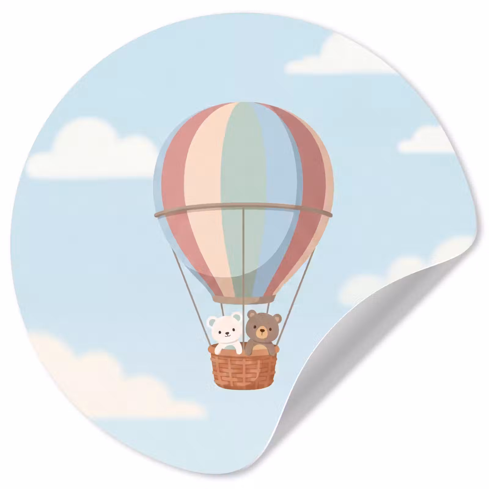Behangcirkel - Luchtballon - Beren - Pastel — 1