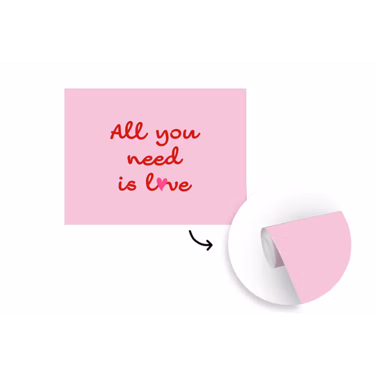 Behang - Tekst - Roze - Love - Hart — 1