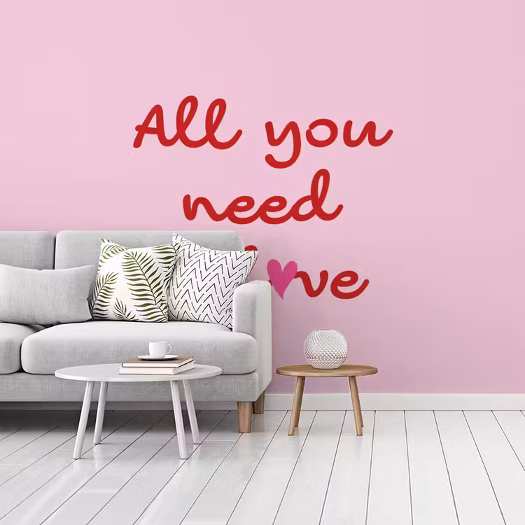 Behang - Tekst - Roze - Love - Hart — 2