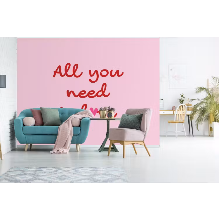 Behang - Tekst - Roze - Love - Hart — 3