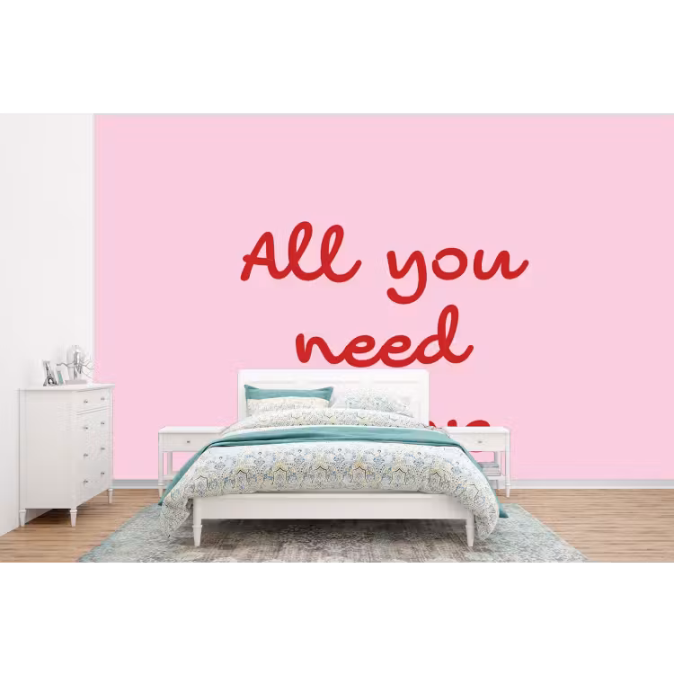 Behang - Tekst - Roze - Love - Hart — 4