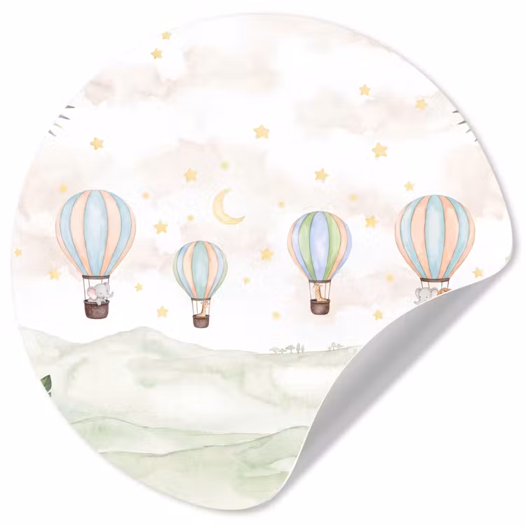 Behangcirkel - Aquarel - Luchtballonnen - Pastel — 1