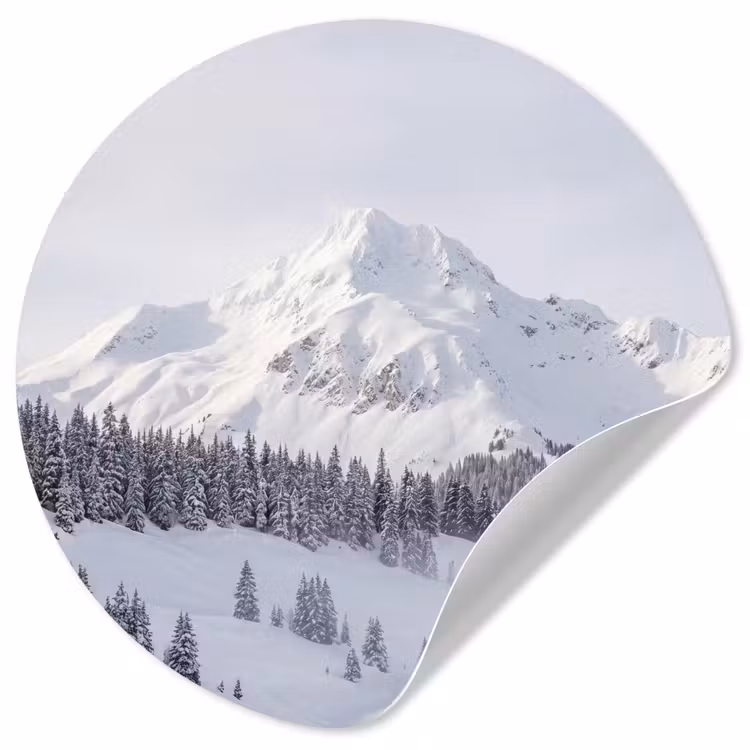 Behangcirkel - Berg - Sneeuw - Winter - Natuur - Wit — 1