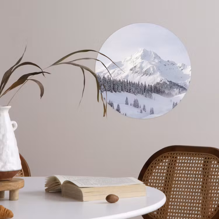 Behangcirkel - Berg - Sneeuw - Winter - Natuur - Wit — 4