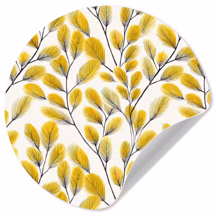 Behangcirkel - Bladeren - Botanisch - Elegant - Geel - Zwart — 1