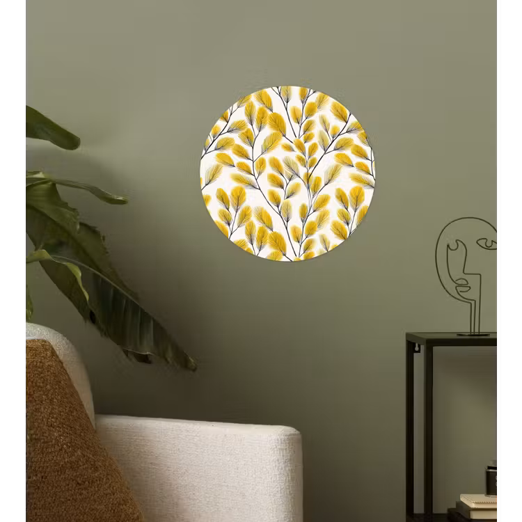 Behangcirkel - Bladeren - Botanisch - Elegant - Geel - Zwart — 3