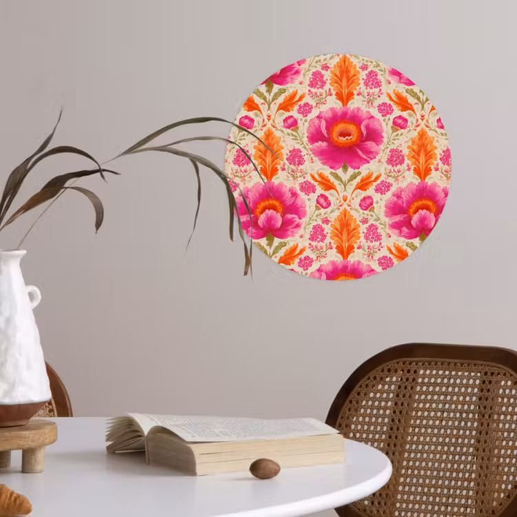 Behangcirkel - Bloemen - Barok - Roze - Oranje — 4