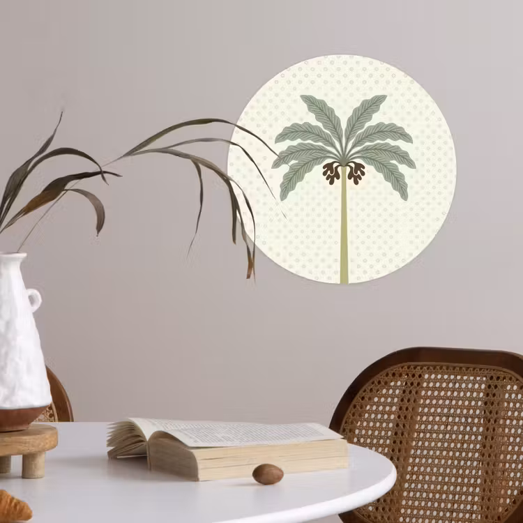 Behangcirkel - Boom - Bladeren - Groen - Decoratief - Beige — 4