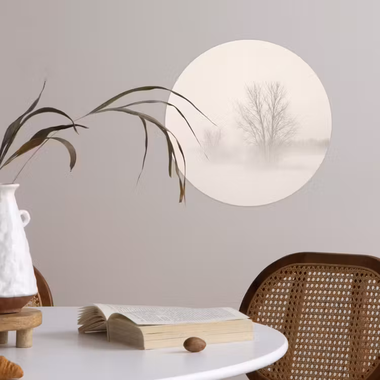 Behangcirkel - Boom - Mist - Sneeuw - Winter - Minimalistisch — 4