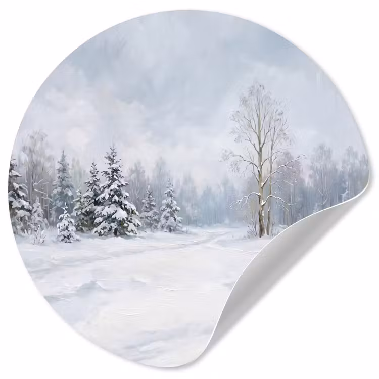 Behangcirkel - Bospad - Dennen - Sneeuw - Winter - Rustgevend — 1