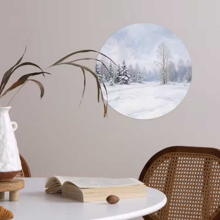 Behangcirkel - Bospad - Dennen - Sneeuw - Winter - Rustgevend — 4
