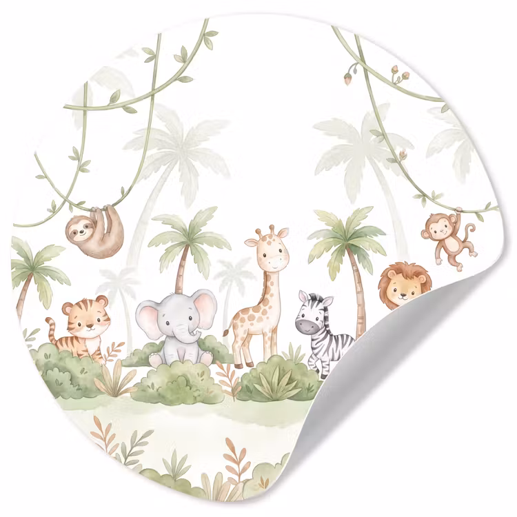 Behangcirkel - Dieren - Jungle - Pastel — 1