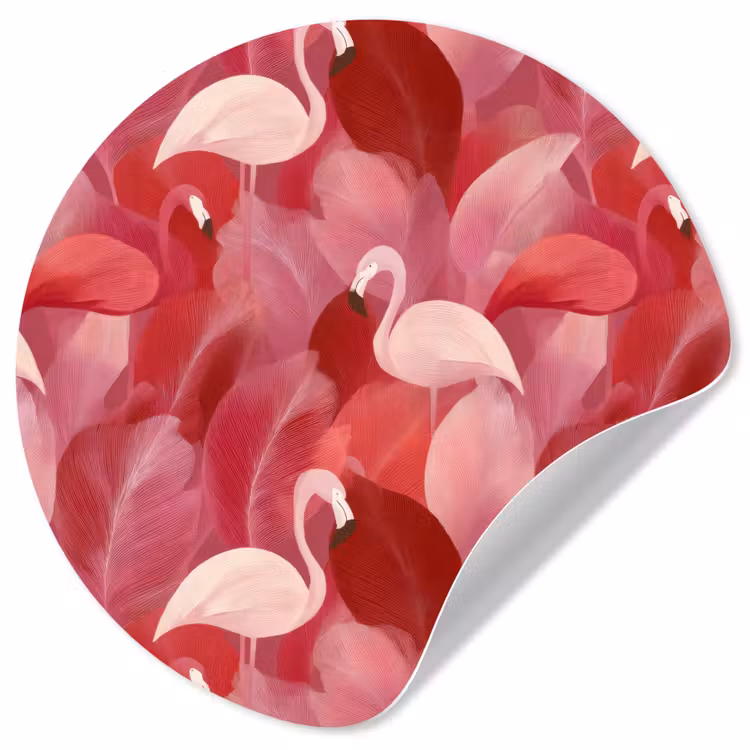 Behangcirkel - Flamingo - Botanisch - Elegant - Roze - Rood — 1