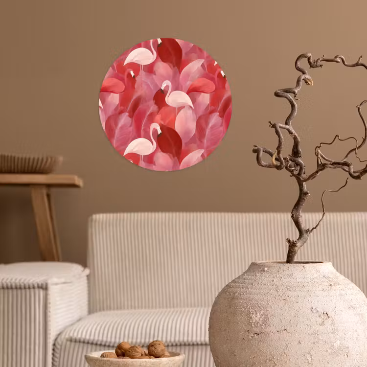Behangcirkel - Flamingo - Botanisch - Elegant - Roze - Rood — 2