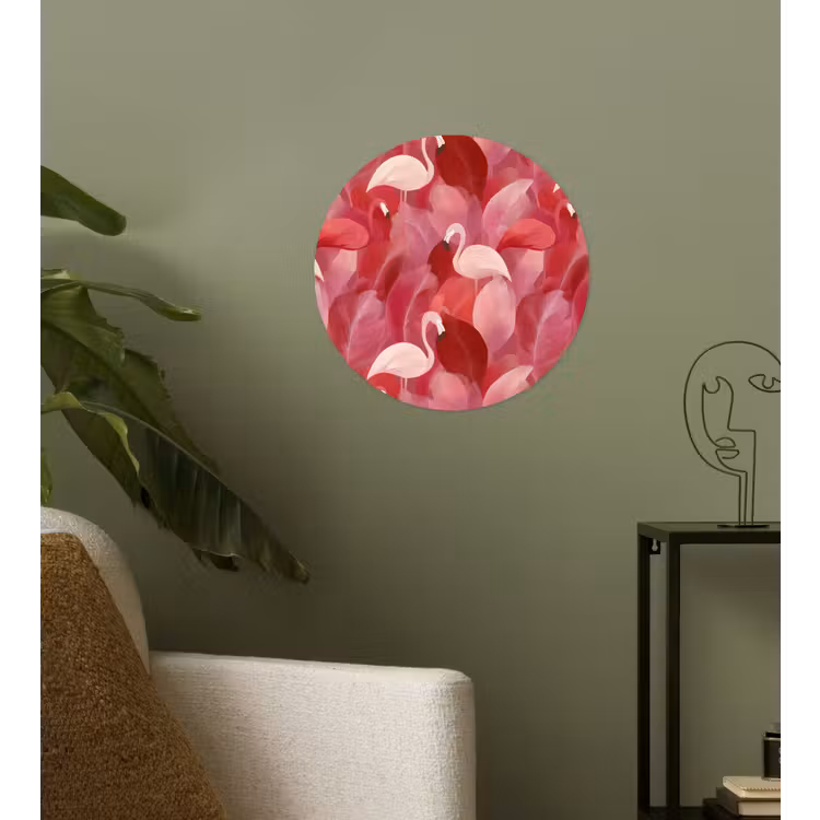 Behangcirkel - Flamingo - Botanisch - Elegant - Roze - Rood — 3