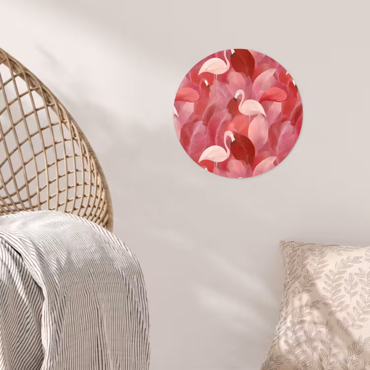Behangcirkel - Flamingo - Botanisch - Elegant - Roze - Rood — 5