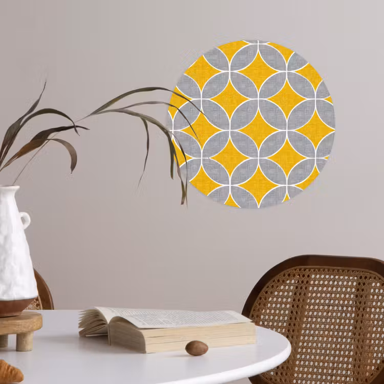 Behangcirkel - Geometrisch - Cirkels - Textuur - Grijs - Geel — 4