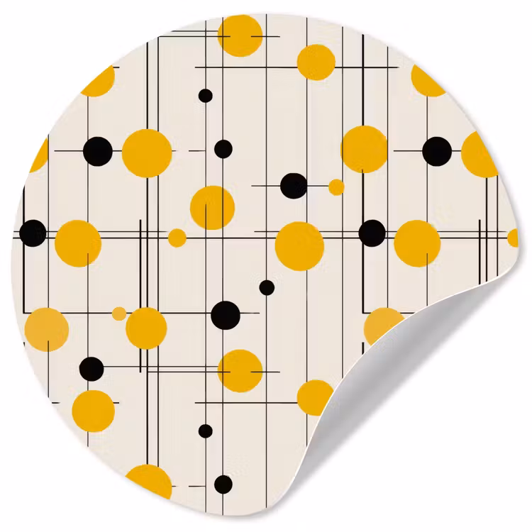 Behangcirkel - Geometrisch - Retro - Lijnen - Okergeel - Zwart — 1