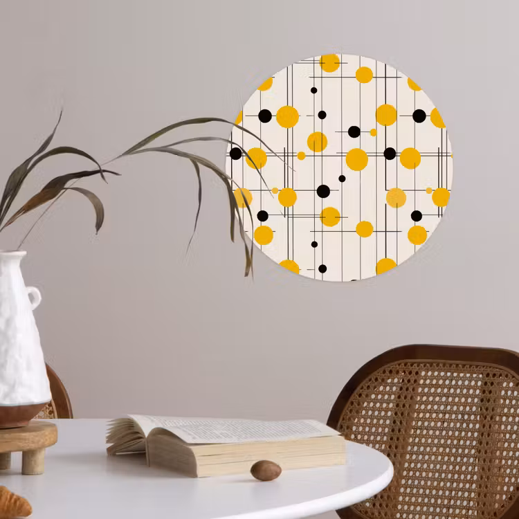 Behangcirkel - Geometrisch - Retro - Lijnen - Okergeel - Zwart — 4