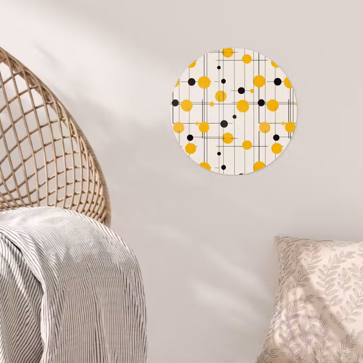 Behangcirkel - Geometrisch - Retro - Lijnen - Okergeel - Zwart — 5