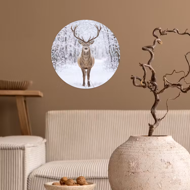 Behangcirkel - Hert - Winter - Bos - Natuur - Wit — 2
