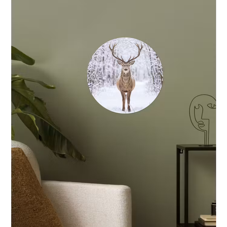 Behangcirkel - Hert - Winter - Bos - Natuur - Wit — 3