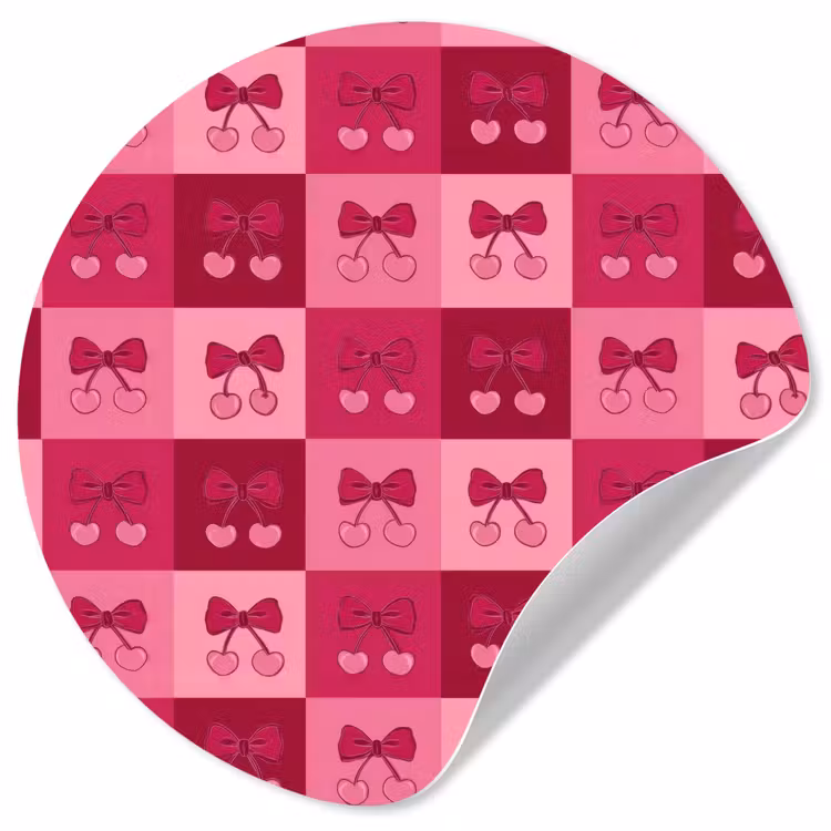 Behangcirkel - Kersen - Strikjes - Speels - Roze - Bordeaux — 1