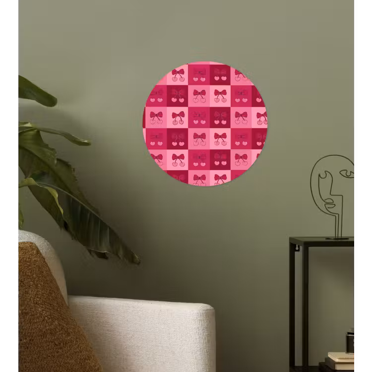 Behangcirkel - Kersen - Strikjes - Speels - Roze - Bordeaux — 3