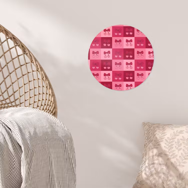 Behangcirkel - Kersen - Strikjes - Speels - Roze - Bordeaux — 5