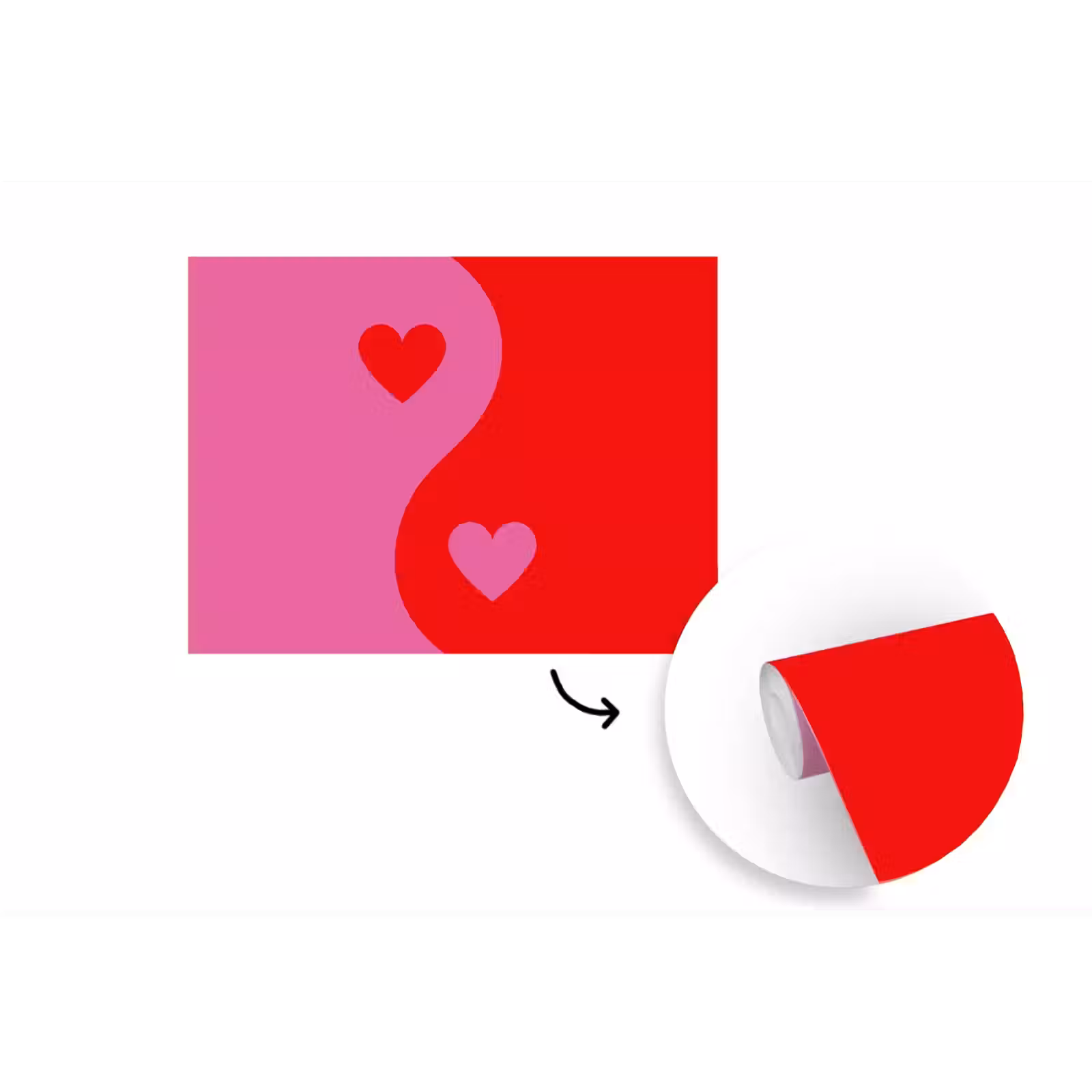 Behang - Minimalistisch - Rood - Roze - Hartjes — 1