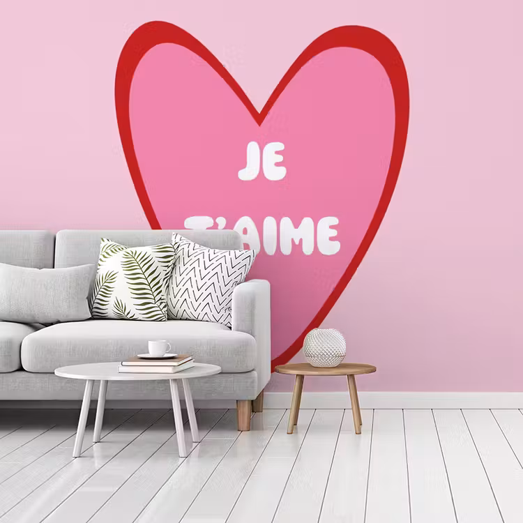 Behang - Hart - Frans - Valentijn - Roze — 2