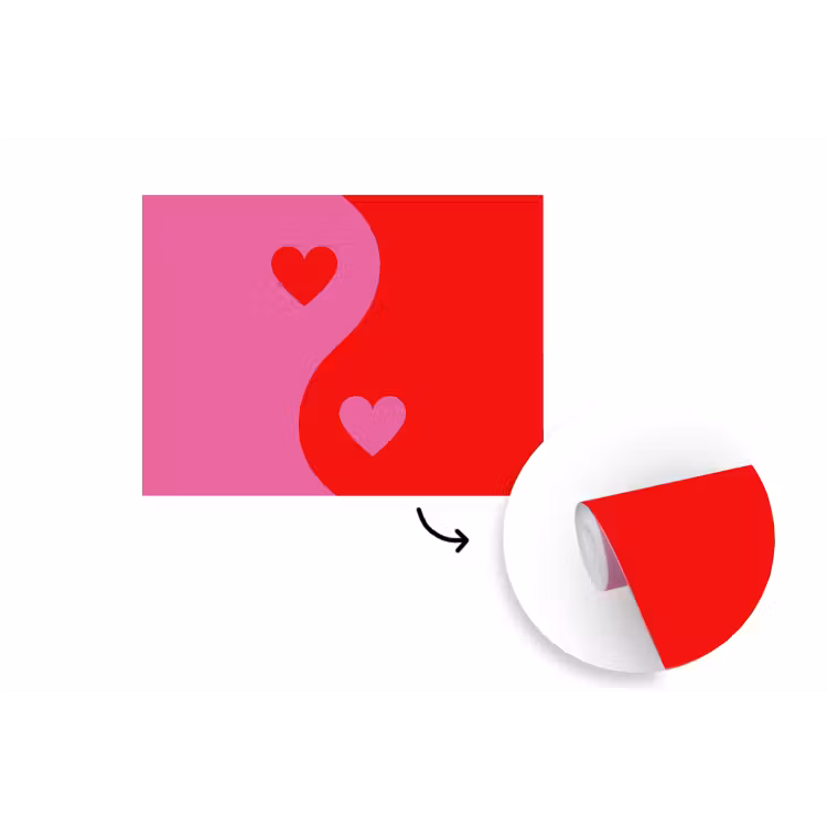 Behang - Minimalistisch - Rood - Roze - Hartjes — 1