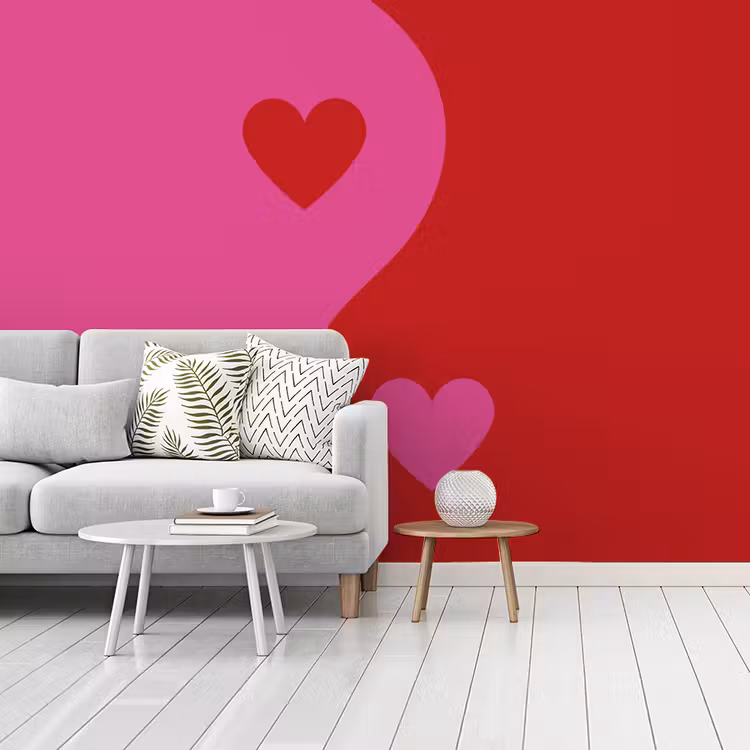 Behang - Minimalistisch - Rood - Roze - Hartjes — 2
