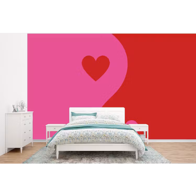 Behang - Minimalistisch - Rood - Roze - Hartjes — 4