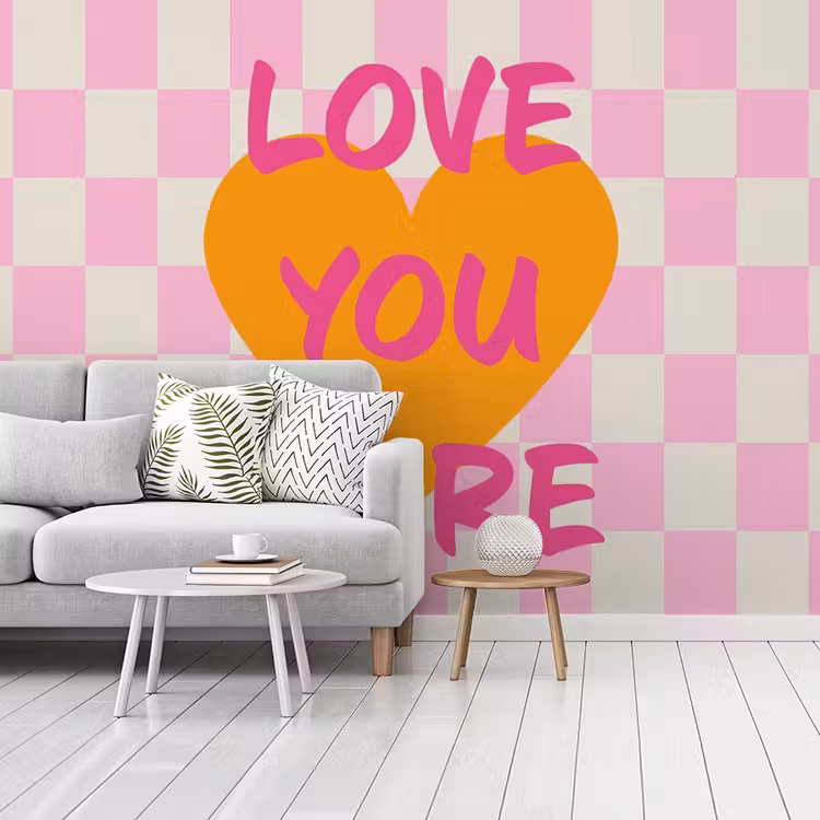 Behang - Valentijn - Love - Roze - Oranje — 2