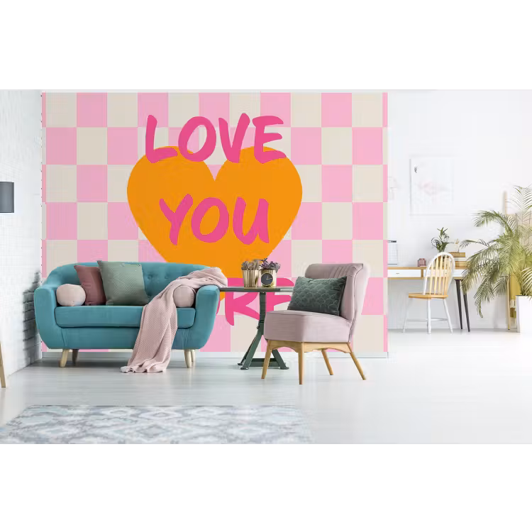 Behang - Valentijn - Love - Roze - Oranje — 3