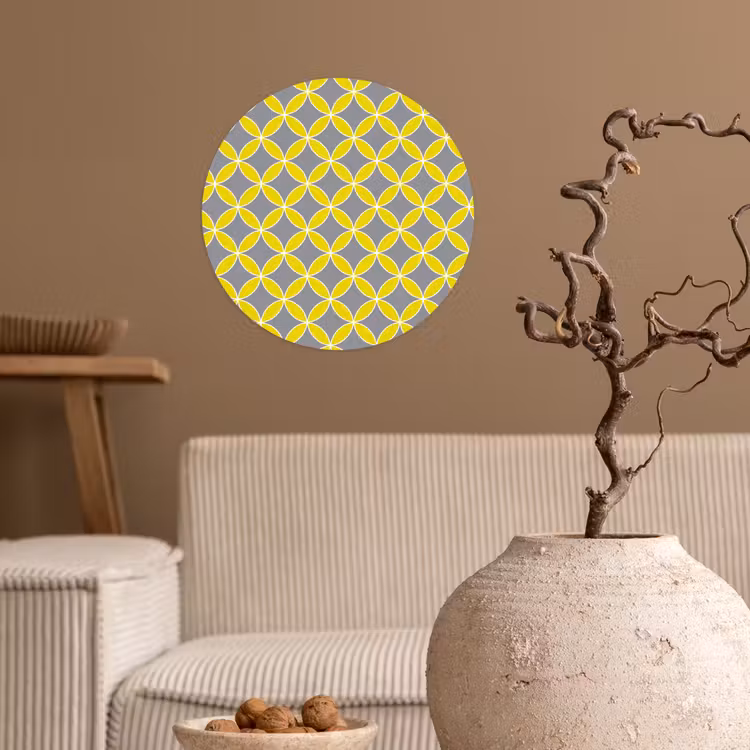 Behangcirkel - Geometrisch - Cirkels - Modern - Grijs - Geel — 2