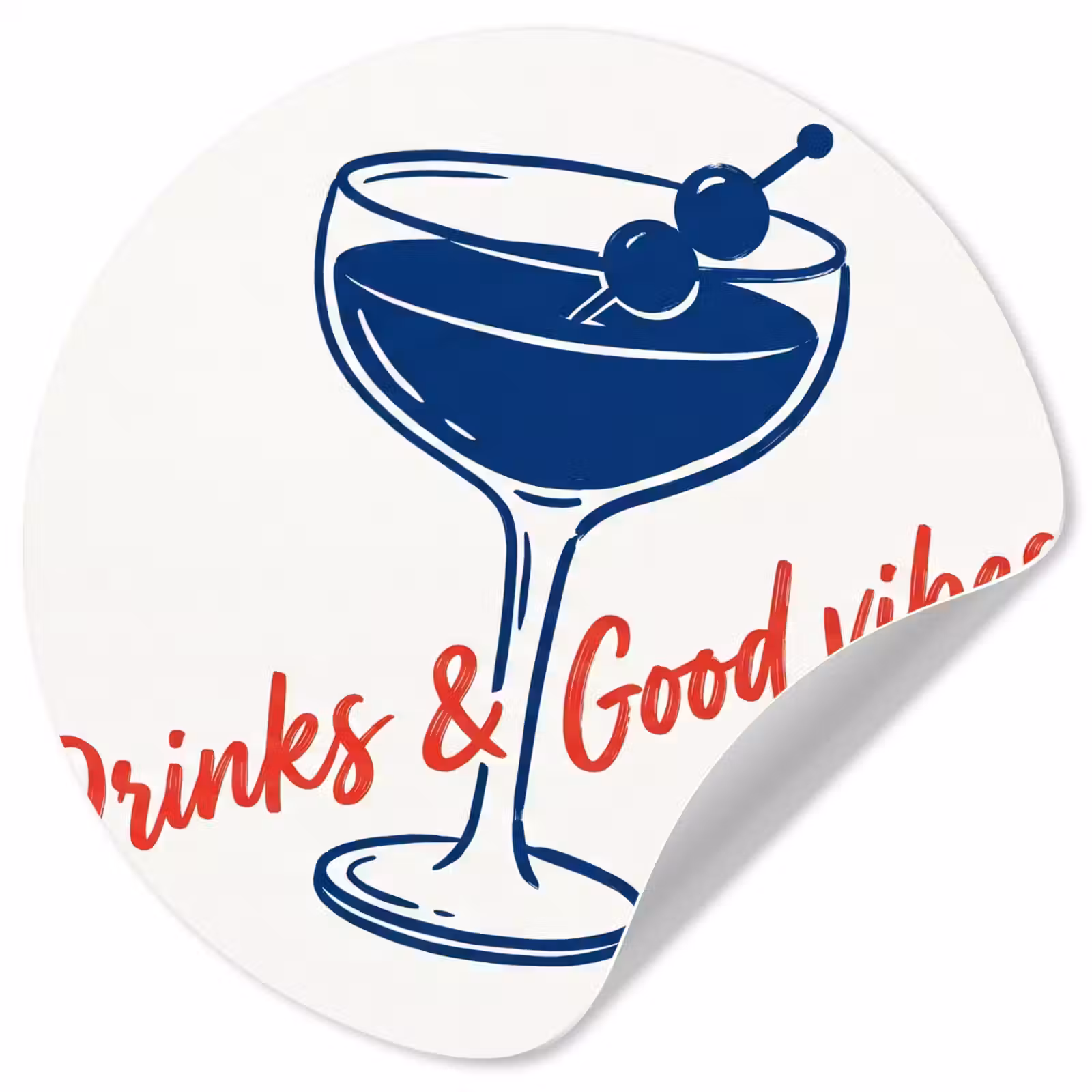 Behangcirkel - Cocktail - Glas - Illustratie - Blauw - Wit — 1