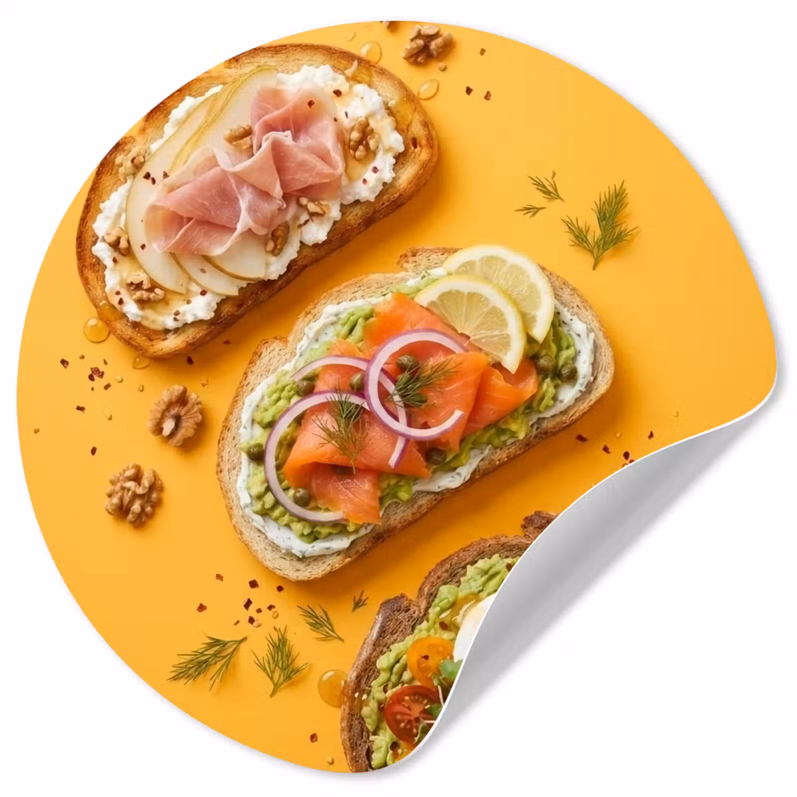 Behangcirkel - Eten - Brood - Ontbijt - Modern - Kleurrijk — 1