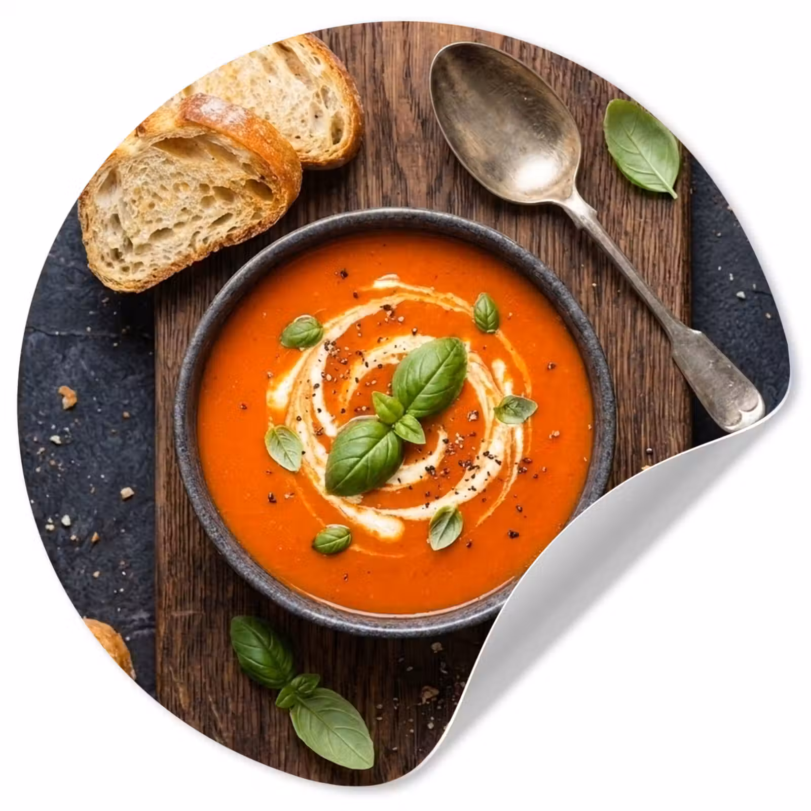 Behangcirkel - Eten - Soep - Basilicum - Rustiek - Rood — 1
