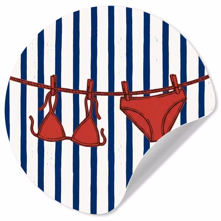 Behangcirkel - Badkleding - Waslijn - Zomer - Illustratie - Rood — 1